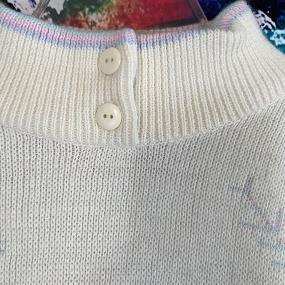 Vintage Eileen Mock Neck  snowflake Pullover sweater Size Medium - Picture 3 of 8